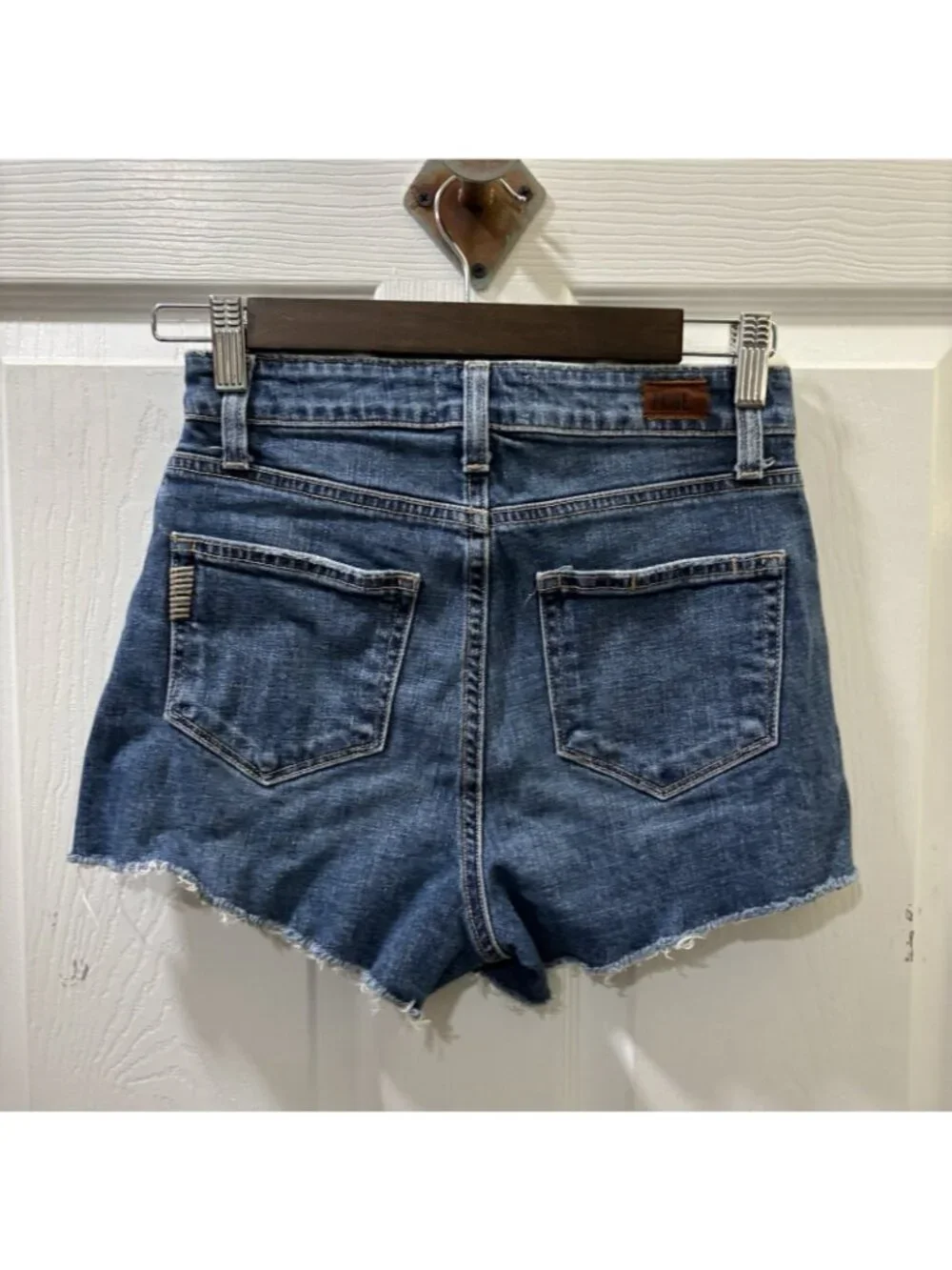 Paige Denim  Margot Short Dark Wash High Waisted Orna Destructed Size 26
